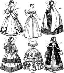 Die Große Galerie der Britischen Kostüme: Einige Frauenmoden von 1843 bis 1893, um 1934