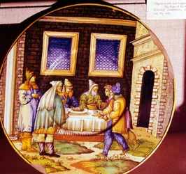 Die Einsetzung des Passahfestes, italienischer Irdenware-Teller aus Urbino