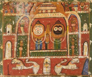 Das Jagannatha-Trio im Schrein von Puri, 1931 oder 1932