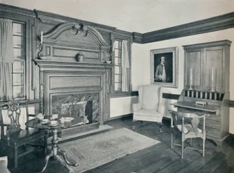Das Wohnzimmer des Francis Corbin Hauses in Edenton, erbaut 1758