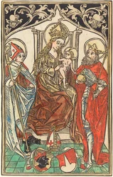 Die Madonna und das Kind auf dem Thron, mit den Heiligen Korbinian und Sigismund, 1492