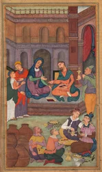 Die Hochzeit zu Kana, aus einem Spiegel der Heiligkeit Mirat al-quds von Pater Jerome Xavier, 1602-1604