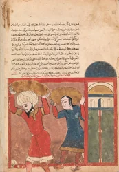Der Kaufmann und sein Komplize tragen Waren weg, Folio aus einem Kalila wa Dimna