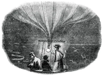 Der Nassau-Ballon überquert Lüttich bei Nacht, 1836, 1886