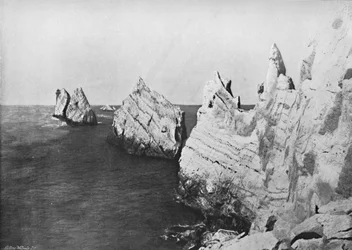 Die Nadeln - Gesamtansicht, zeigt den Leuchtturm, 1895