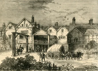 Das alte Tabard Inn, im siebzehnten Jahrhundert, um 1878