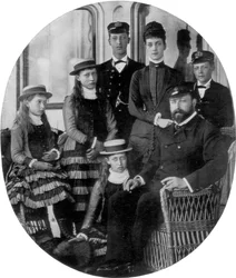 Der Prinz und die Prinzessin von Wales mit ihrer Familie an Bord der königlichen Yacht, 19. Jahrhundert