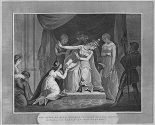 Die Königin von König Stephan bittet die Kaiserin Matilda im Namen ihres Mannes, 1838