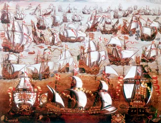 Die spanische Armada, die England im Juli 1588 bedrohte