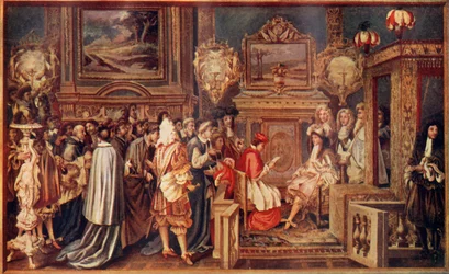 Der Sonnenkönig Ludwig XIV. von Frankreich mit seinem glänzenden Hofstaat, 1664, um 1930