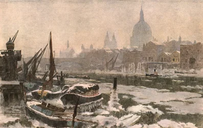 Die Themse: Ein strenger Winter, um 1900