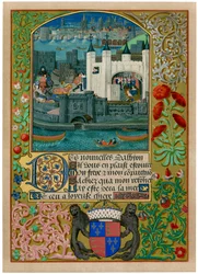 Der Tower of London mit der London Bridge, um 1500, um 1901