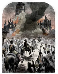 Der Brand der St. Pauls Kathedrale während des Großen Brandes von London, um 1902