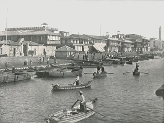 Der Eingang zum Suezkanal in Port Said, Ägypten, 1895