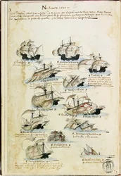 Die Flotte von Pedro Álvares Cabral im Jahr 1500. Aus Livro das Armadas