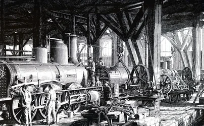 Die Fertigungshalle der Société Alsacienne de Constructions Mécaniques