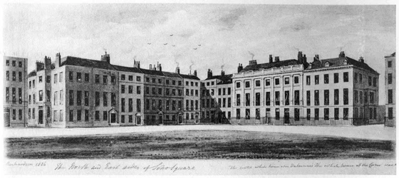 Die Nord- und Südseiten des Soho Square, London, 1826-1907
