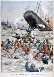 Der Passagierdampfer Liban sinkt nach der Kollision mit einem anderen Schiff, 1903