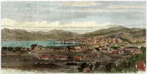 Die Stadt und der Hafen von Wellington, Hauptstadt von Neuseeland