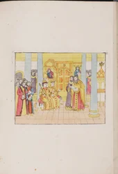 Die Hochzeitszeremonie von Zar Michail Feodorowitsch und Jewdokija Lukjanowna, 1810
