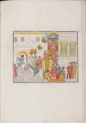 Die Hochzeitszeremonie von Zar Michail Feodorowitsch und Jewdokija Lukjanowna, 1810