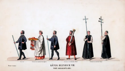 Theaterkostümentwürfe für Shakespeares Stück, Heinrich VIII, 19. Jahrhundert