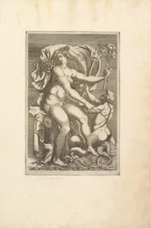 Thetis sitzt mit einem Triton