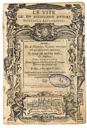 Titelseite aus: Giorgio Vasari, Die Leben der ausgezeichnetsten italienischen Maler, Bildhauer, 1568