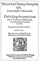 Titelseite von Work for Chimney Sweepers or A Warning for Tobacconists, 1602