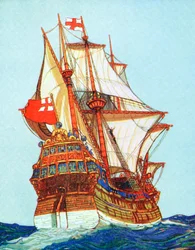 Tudor-Schiff des Typs, der von Freibeutern und Entdeckern verwendet wurde, 15.-16. Jahrhundert