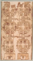 Zwei Textilfragmente mit gefangenen Köpfen, 500-200 v. Chr.