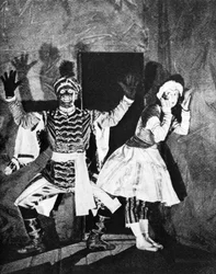 Vaslav Nijinsky, russischer Balletttänzer, in Petruschka, Paris, 1912, 1930