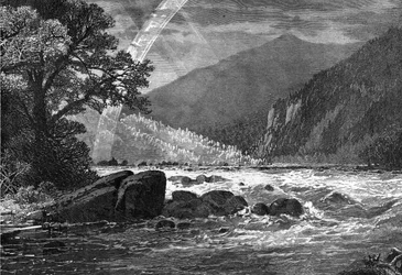Blick auf die Balkonfälle, James River, Virginia, USA, 1877