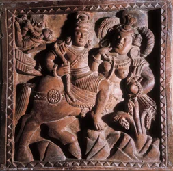 Vikrama, Terrakotta-Basrelief, 5.-6. Jahrhundert