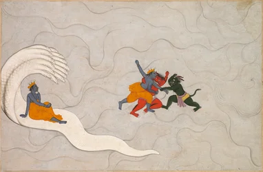 Vishnu kämpft gegen Madhu und Kaitabha, aus einem Markandeya Purana, ca. 1760