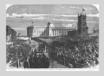 Besuch des Prinzen und der Prinzessin von Wales in Liverpool. Die Prozession zur St. George