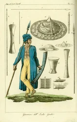 Krieger von der Insel Guebe, Molukken, Indonesien