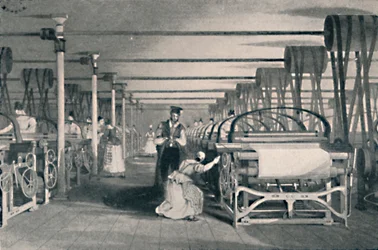Weben mit Kraftwebstühlen, 1835, 1904