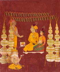Hochzeitszeremonie mit Brahma als Teilnehmer