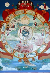 Rad des Samsara. Tempel der Tausend Buddhas. Toulon sur Arroux Frankreich