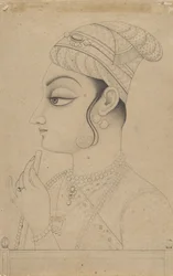 Frau mit Flöte, gekleidet als Krishna, Mitte bis Ende des 18. Jahrhunderts