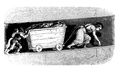 Frau und Kinder Kohlenputzer, Mid und East Lothian, Schottland, um 1848