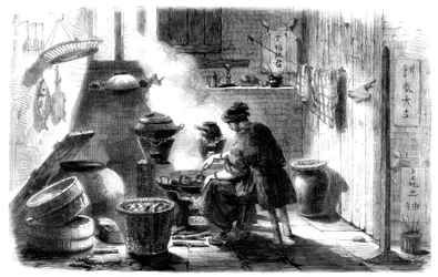 Frau bereitet Kuchen für das chinesische Neujahr vor, 1861