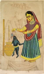 Yasoda beim Butterrühren, 1800er Jahre