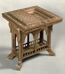 Spieltisch, mit aufwendiger Elfenbein- und Ebenholzeinlage, indo-portugiesisch, um 1830