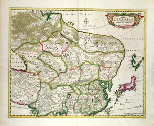 Karte der Mongolei mit Teilen von Russland, Japan und China, ca. 1680, von Frederick de Wit