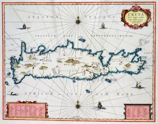 Karte der Insel Kreta, um 1570, von Abraham Ortelius (1527-98)