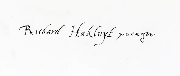 Unterschrift von Richard Hakluyt (um 1552-1616)