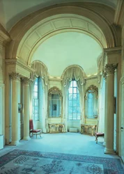 Ansicht des Bogenfensterzimmers, Blenheim Palace, Oxfordshire
