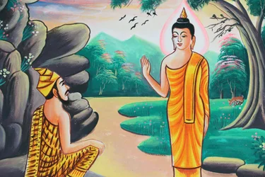 Gemälde, das die Lebensgeschichte von Shakyamuni Buddha darstellt
